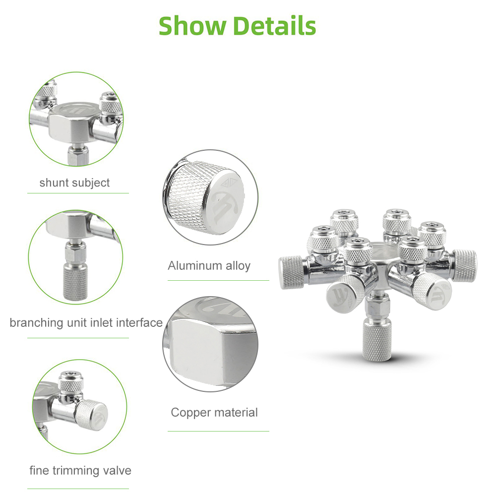 Aquarium Tank CO2 Splitter Regulator Distributor Needle Fine Adjusting Valve for CO2 Regulator with 2 Way Outlets