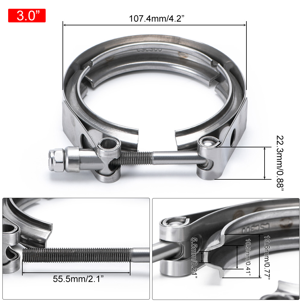 Normal or Quick Release V Band Clamp-2.0"/2.25"2.5"/2.75"/3.0"/3.25"/3.5"/4.0"Turbo/Downpipe/Hose /SS304 Car A