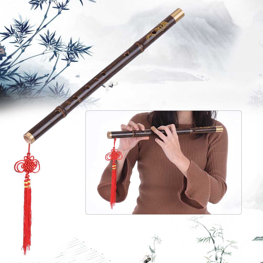 Professional Black Bamboo Dizi Flute Traditional Handmade Chinese Musical Woodwind Instrument Key of C/D/E/F/G Study Level