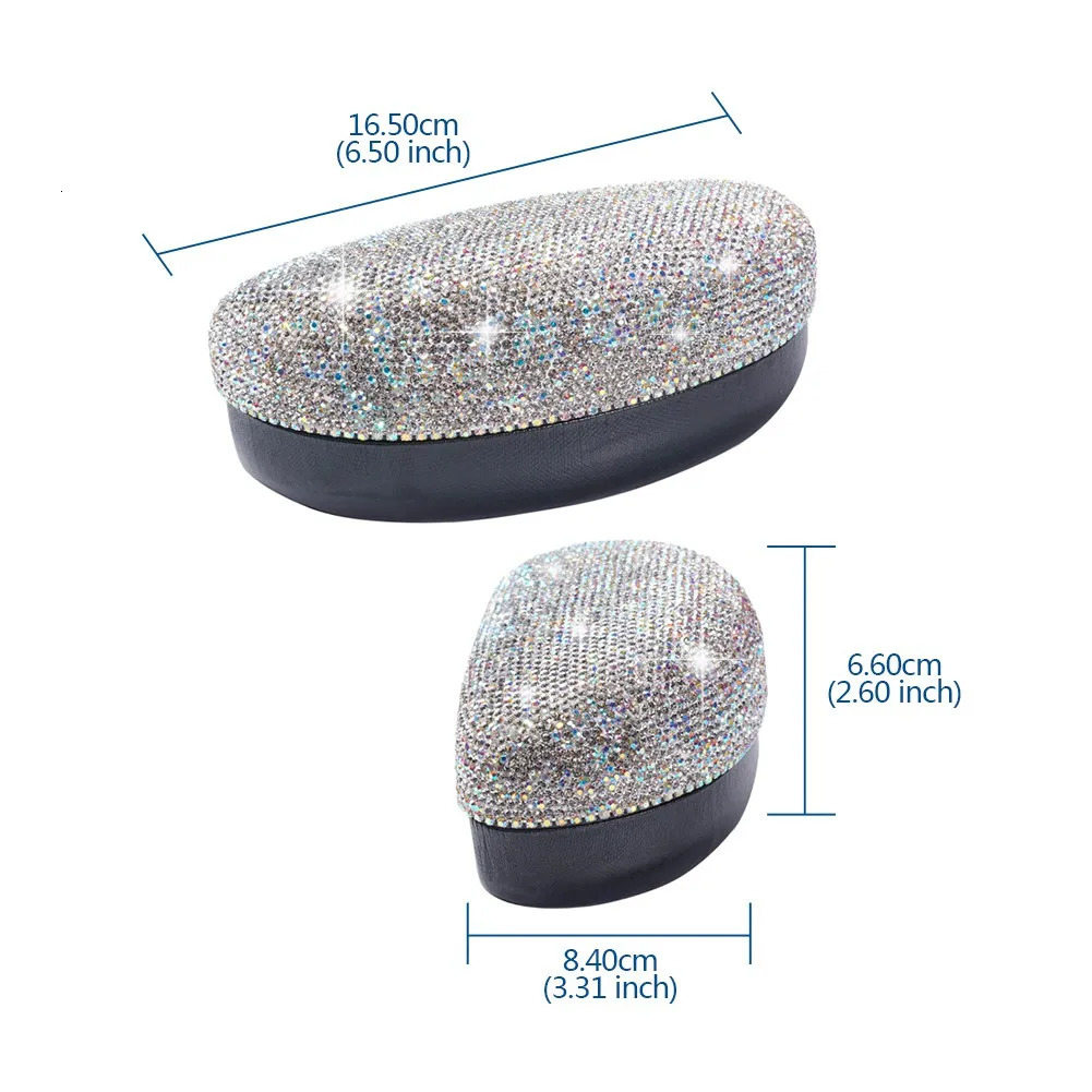 Portable Travel Bling Crystals Decor Sunglasses Hard Case Eyes Glasses Storage Organizer Box 240327