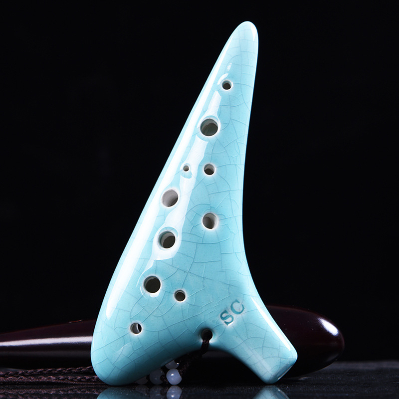 12-Hole Rice-Fired Soldering Grain Ocarina SC Tone Beginner Teaching Ocarina 12-Hole Sound Quality Ocarina with Bag