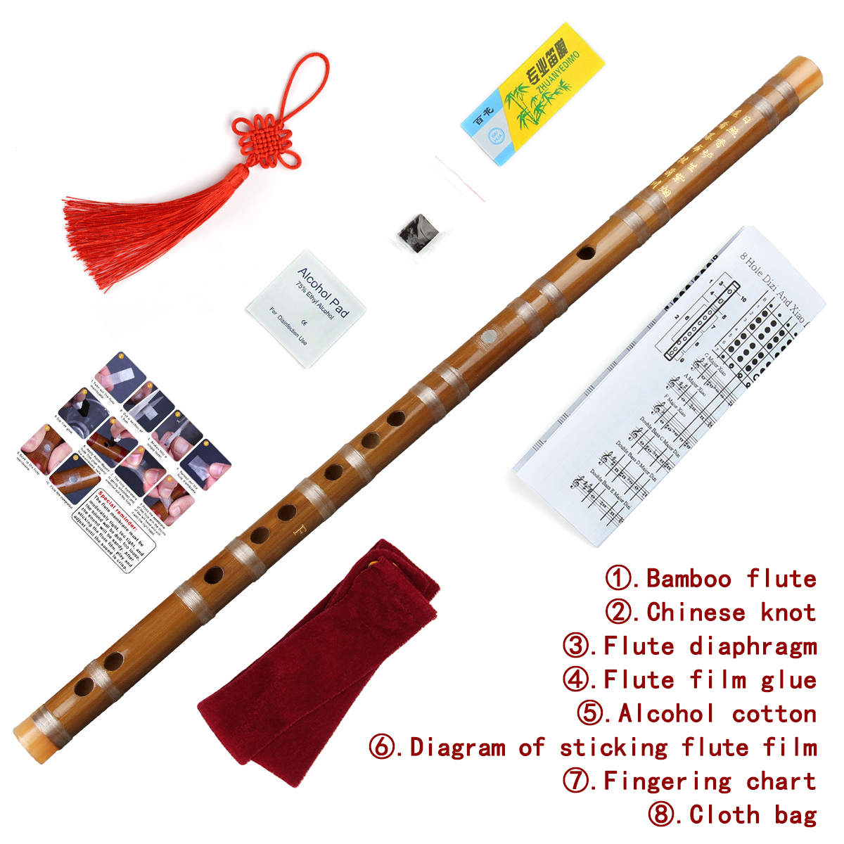 Chinese Traditional Handmade Bamboo Flute Dizi Flauta Beginners and Music Lovers Musical Instrument