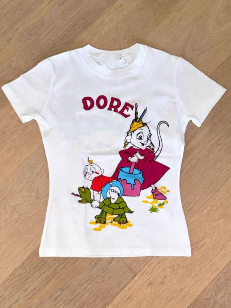 Designer Summer Women's Solid Color Printed Short Sleeve Slim Fashion Versatile Top, Round Neck T-shirt