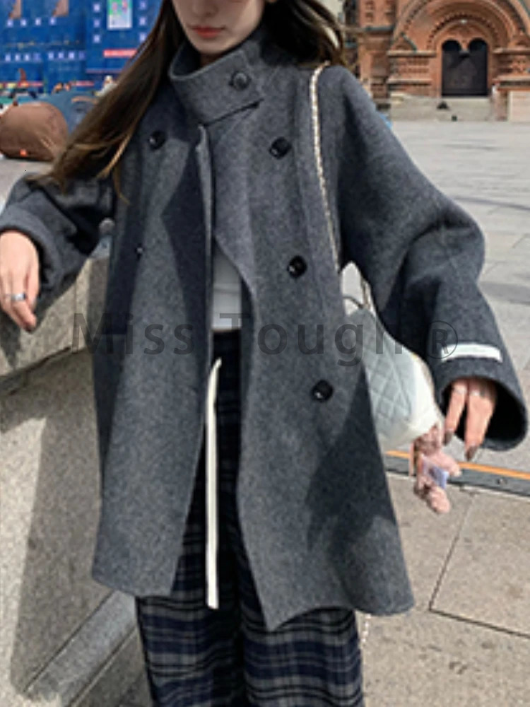 Korean fashion retro wool warm winter coat womens fashion retro solid coat womens casual party clothing 241108