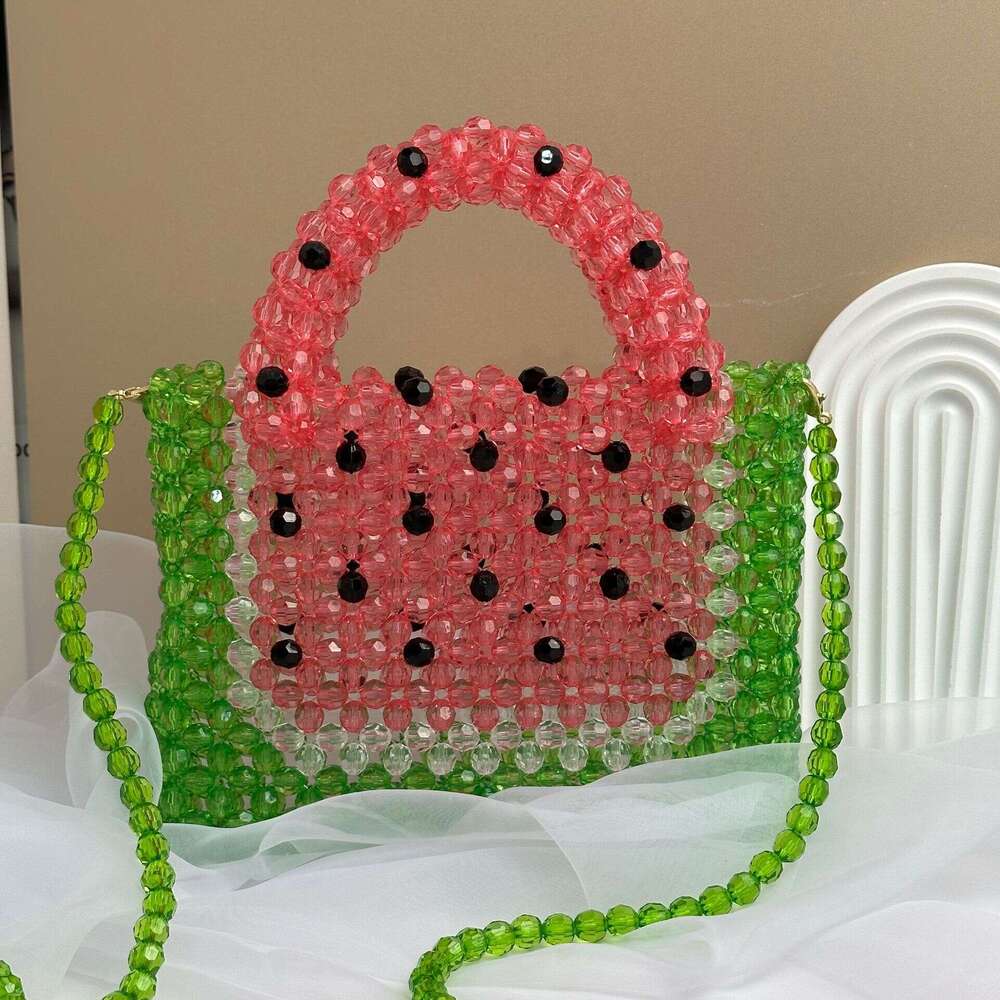 Summer fresh same style crossbody hand-held women's bag, niche design, watermelon contrasting color bead bag