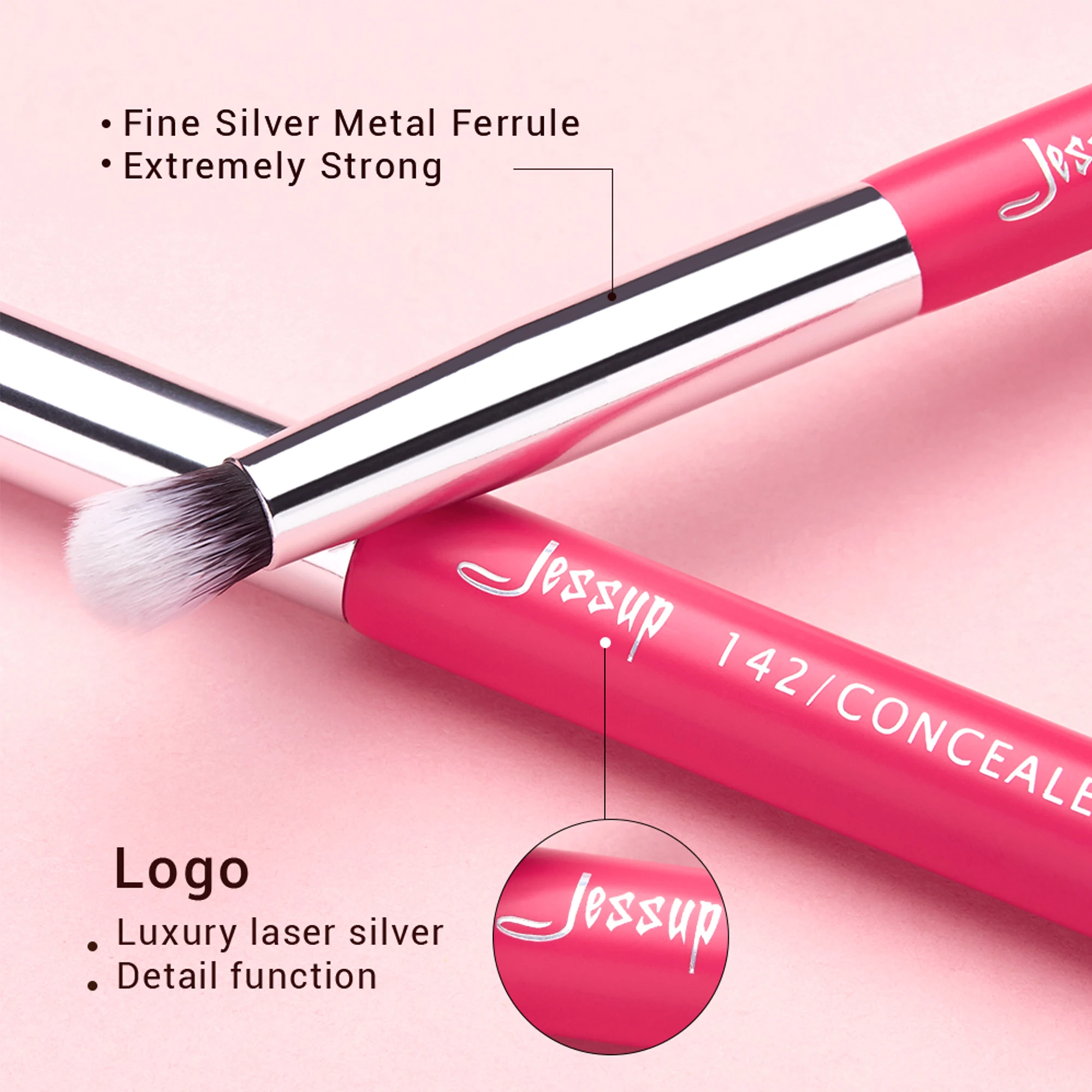 c Makeup Set Jessup pcs Brushes professional Make up Brush Eyeliner Shader Natural synthetic Rose carmin Sier