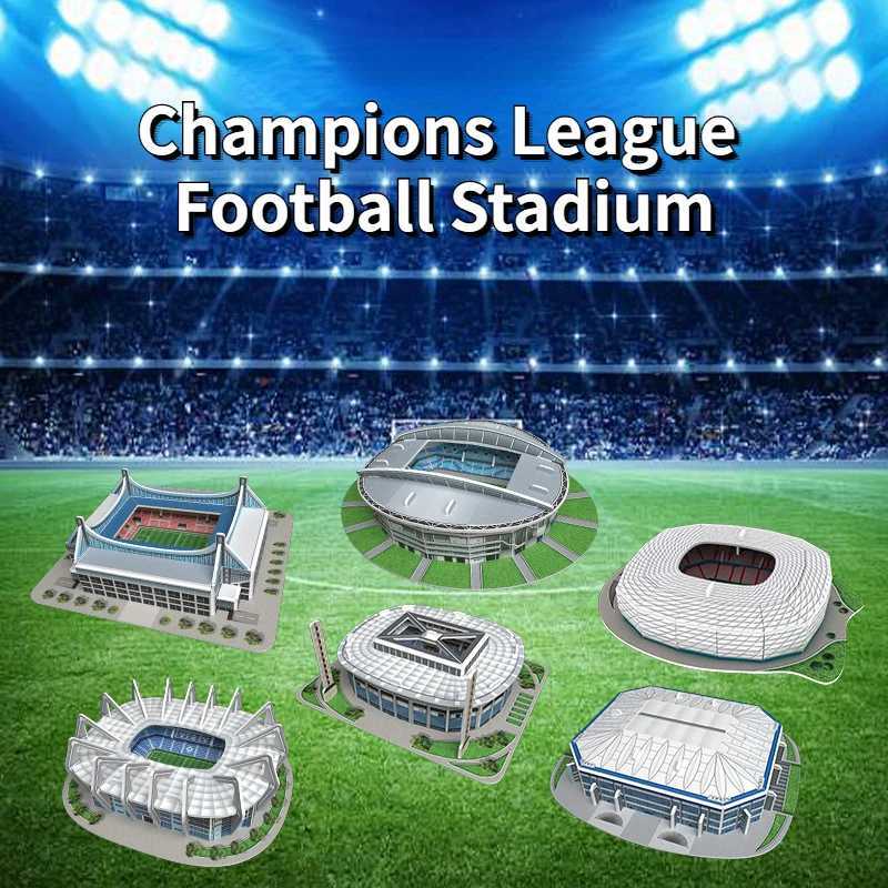 10 in 1 Champions League Football Stadium 3D Paper Puzzle DIY Mosaic Architecture Gym Toys Gifts Educational Toys W241109