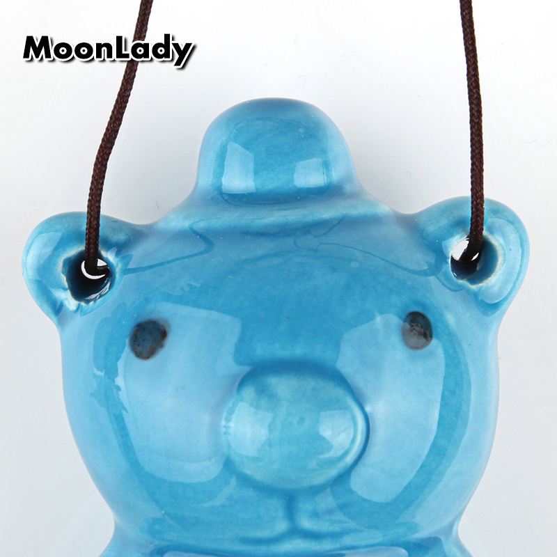 4 Colors Ocarina 6 Hole Bear Small Ocarina Alto C Tone Beginner Ocarina Tourist Souvenir Teaching Toys Ceramic Pendant