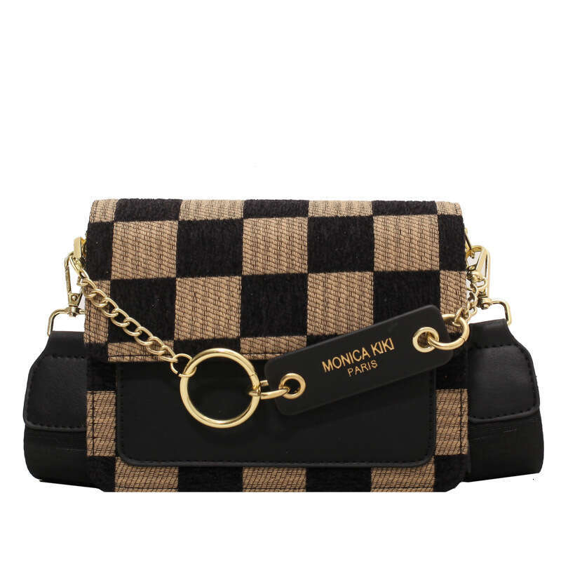 2024 autumn new crossbody high-end feel bag, women's texture, fashionable checkerboard pattern, niche small square bag