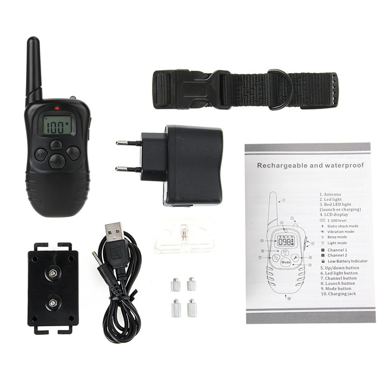Pet Dog Remote Training Collar Rechargeable Waterproof Electronic Dog Shock Collar Remote Shocker Training Equipment For Dogs