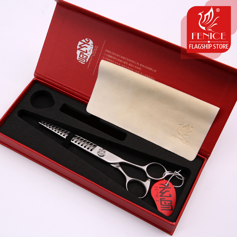 Fenice 7 inch Professional JP VG10 Steel Bearing Screw Pet Dog Grooming Thinning Scissors for Dogs Grooming Shears Thinning 50%