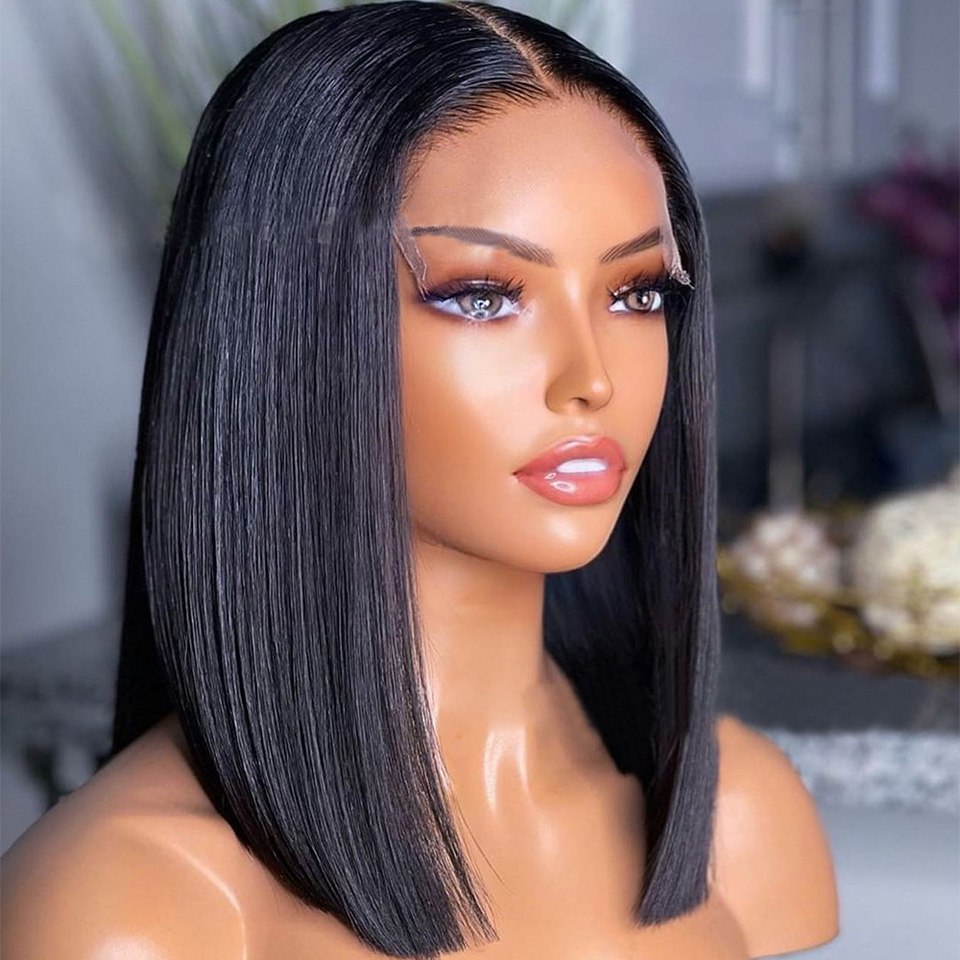 Indian Human Hair HD 5X5 Closure Wig 13X4 Lace Front Bob Wigs 150% 180% 210% Density Natural Color Silky Straight 10-16Inch