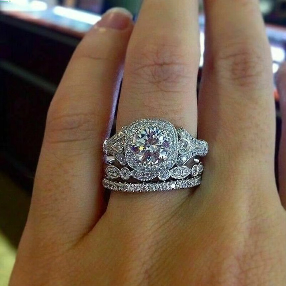 6.00 MM Colorless round Cut Moissanite Engagement Ring Set Metal with Dia Fine for Wedding Bridal Jewelry gorgeous