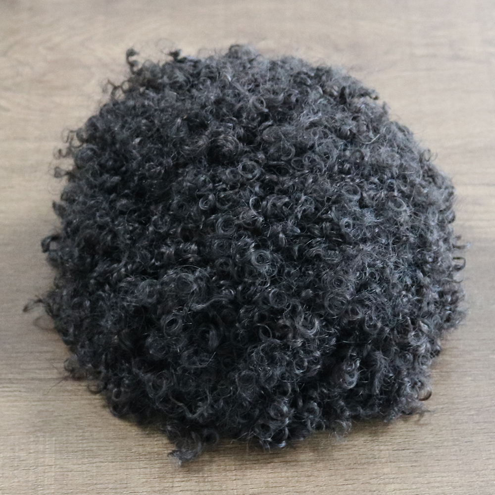 8mm Afro Toupee Man Weave Unit Black Mens Kinky Curly 100% Human Hair African American Toupees for Men Mono Lace with PU Around