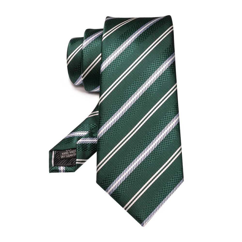 JEMYGINS Men Green Ties Striped Tie Paisley Silk Wedding Tie For Men Necktie Hanky Cufflink Set Party Busin Fashion DesignerX241109