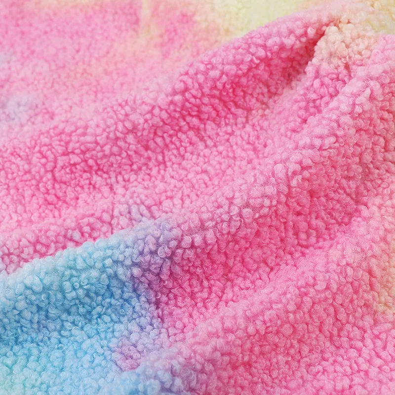 45x50cm Altai Thickened Granular Big Plush Fabric Autumn Winter Tie-Dye DIY Coat Toys Clothing Lining Teddy Cashmere Fabric smile