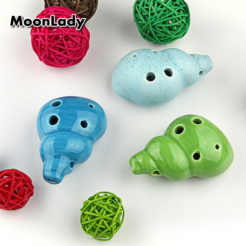 Ocarina 6 Hole Small Conch Ocarina Alto C Tone Beginner Ocarina Tourist Souvenir Teaching Toys Ceramic Pendant
