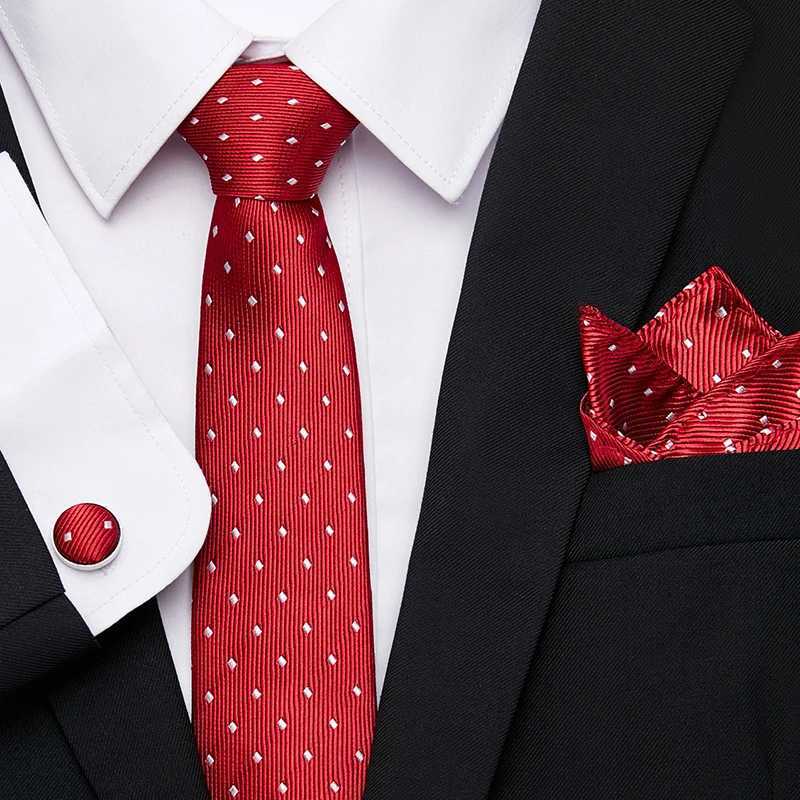 Jacquard Fashion Brand Festive Present Tie Pocket Squares Cufflink Set Necktie Mans Sliver Shirt AccoriesX241109