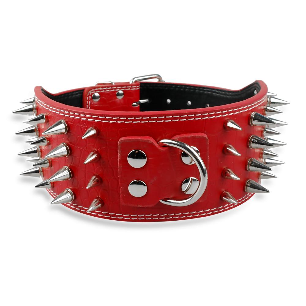Dog Collars Neck circumference 50-55cm 3 inch Wide Spikes Studded Leather Pet Dog Collar for Large Breeds Pitbull Doberman H250219