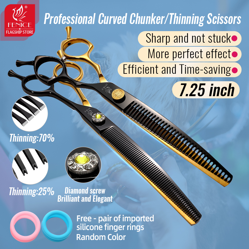 Fenice JP440C Steel 6.5/7/7.5/ 8 Inch Professional Pet Dogs Grooming Scissors Set Straight Curved Thinning Shear Scissors