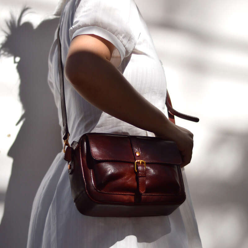 Retro Walk Texture Crossbody Fashion Real Cowhide Mobile Phone Leather Women's Bag Vertical Small Bod