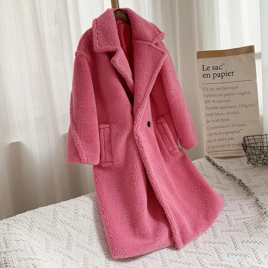 Zadorin Winter Thick Warm Solid Teddy Coat Womens Street Ultra Fine Pink Synthetic Sheepskin Coat Womens Long Synthetic Fur Leather Jacket 241107