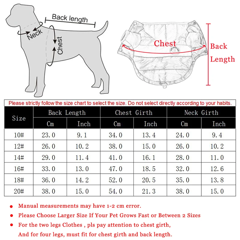 Dog Clothes for Small Medium Large Dogs Winter Warm Waterproof Down Jacket Puppy Hooded Coat Chihuahua French Bulldog Outfits