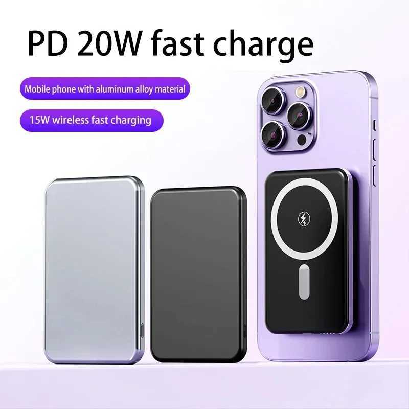 Power bank Magnetic 30000mAh Power Bank Wireless Portable Fast Charger Slim Metal Powerbank External Spare Battery For iPhone 15 14 Xiai Z241108