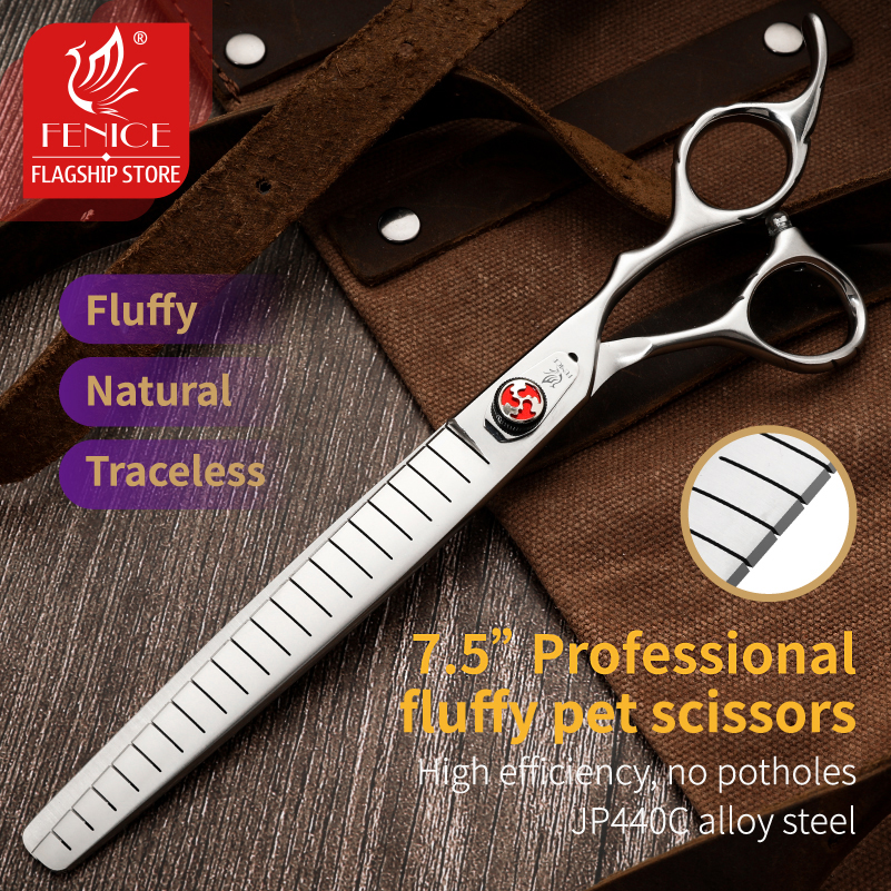 Fenice Professional JP440C 7/7.5 inch Pet Fluffy Thinning Grooming Scissors Straight Dog Scissors Thinner Shears Rate 80%