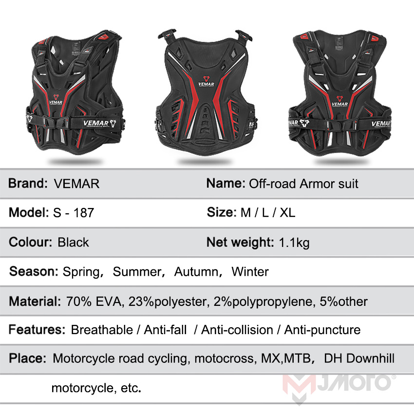 VEMAR Motocross new 2025 Protective Vest EVA Anti-wear Motorcycle Vest Armor Men Women Summer Breathable Motocross Off-road Armor Jacket