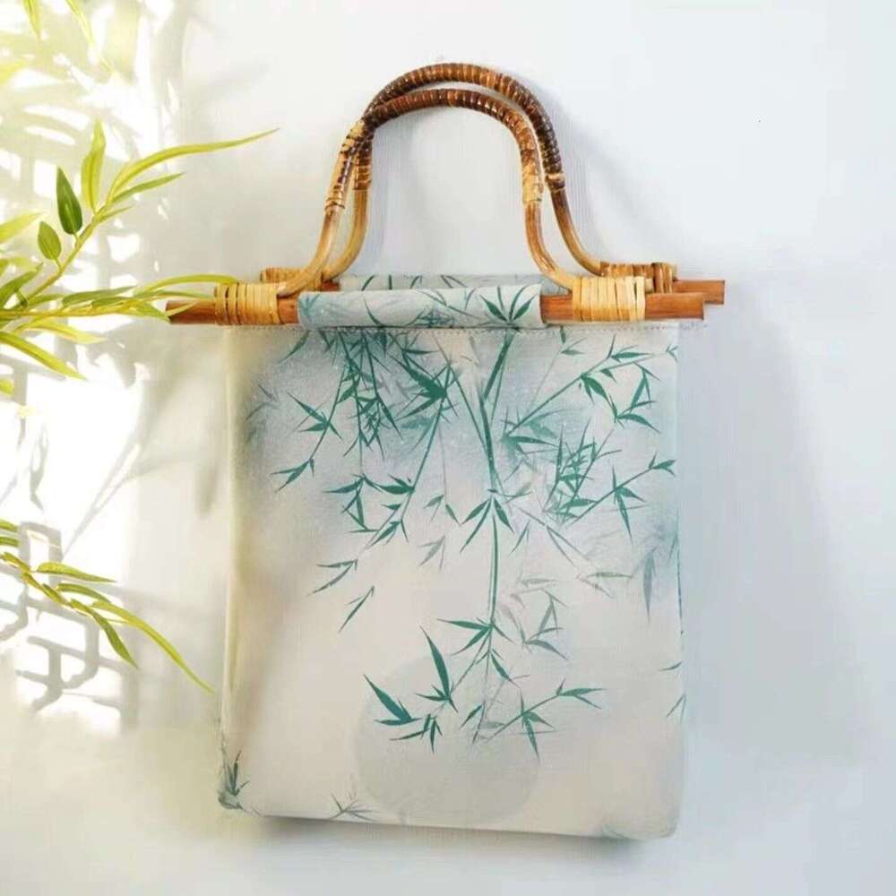 Tianyuan Bamboo Joint New Chinese Handbag Suede Fur Ancient Style Printed Large Capacity Hanfu Qipao Bag