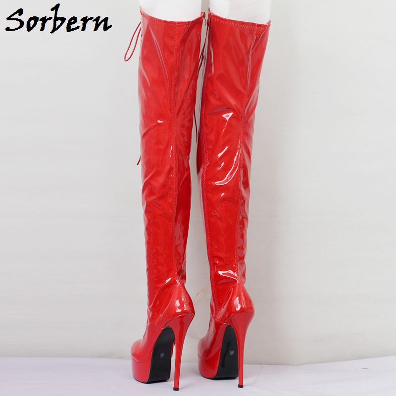 Sorbern Mid Thigh High Boots Sissy 2025 Boy new Women Customized Wide Fit Legs Slim Fit Calf Boots Lace Up Platform Shoes Multi-Color