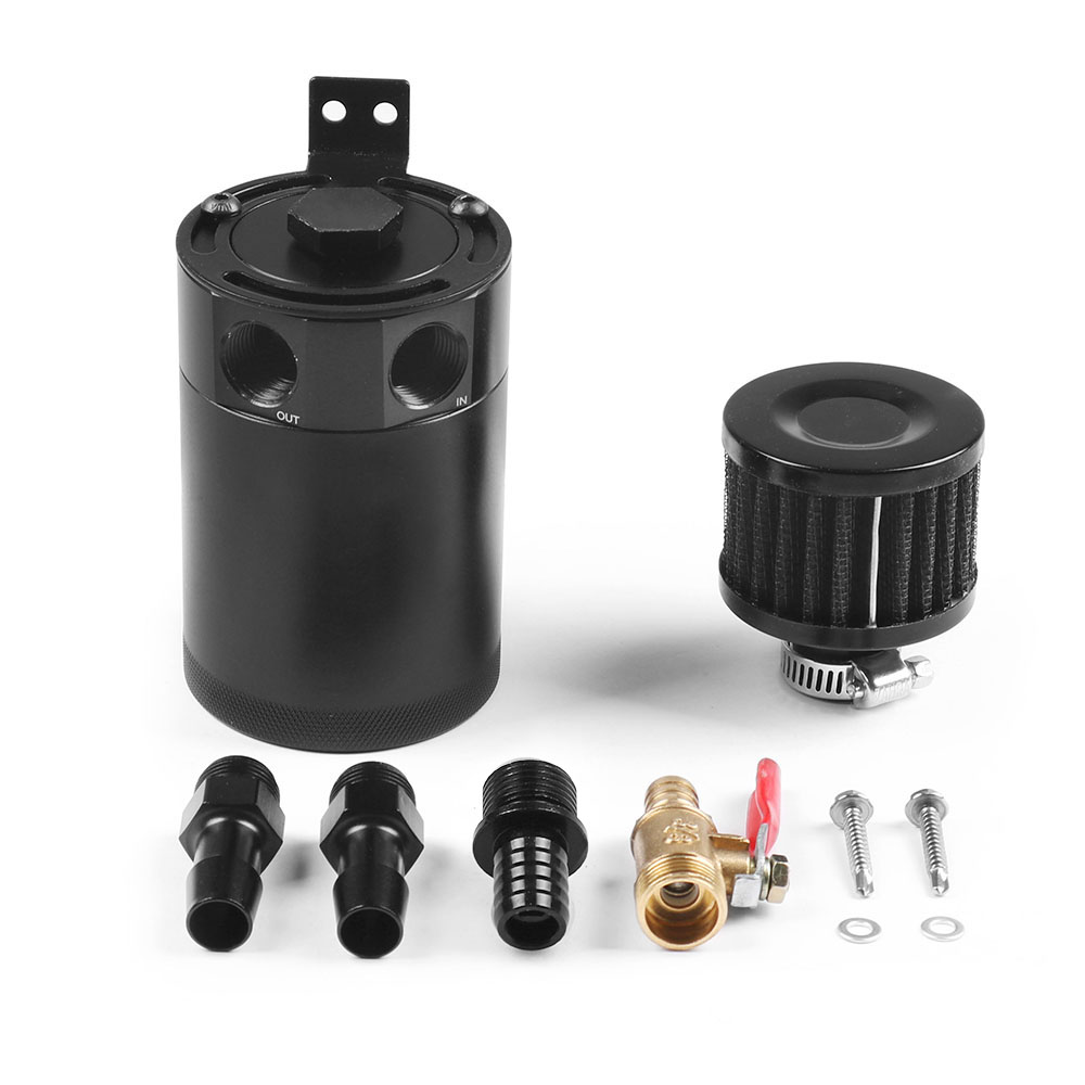 Universal Aluminum 2-port/ 3-port Catch Can Tank with Breather Filter Engine Mini Oil Separator