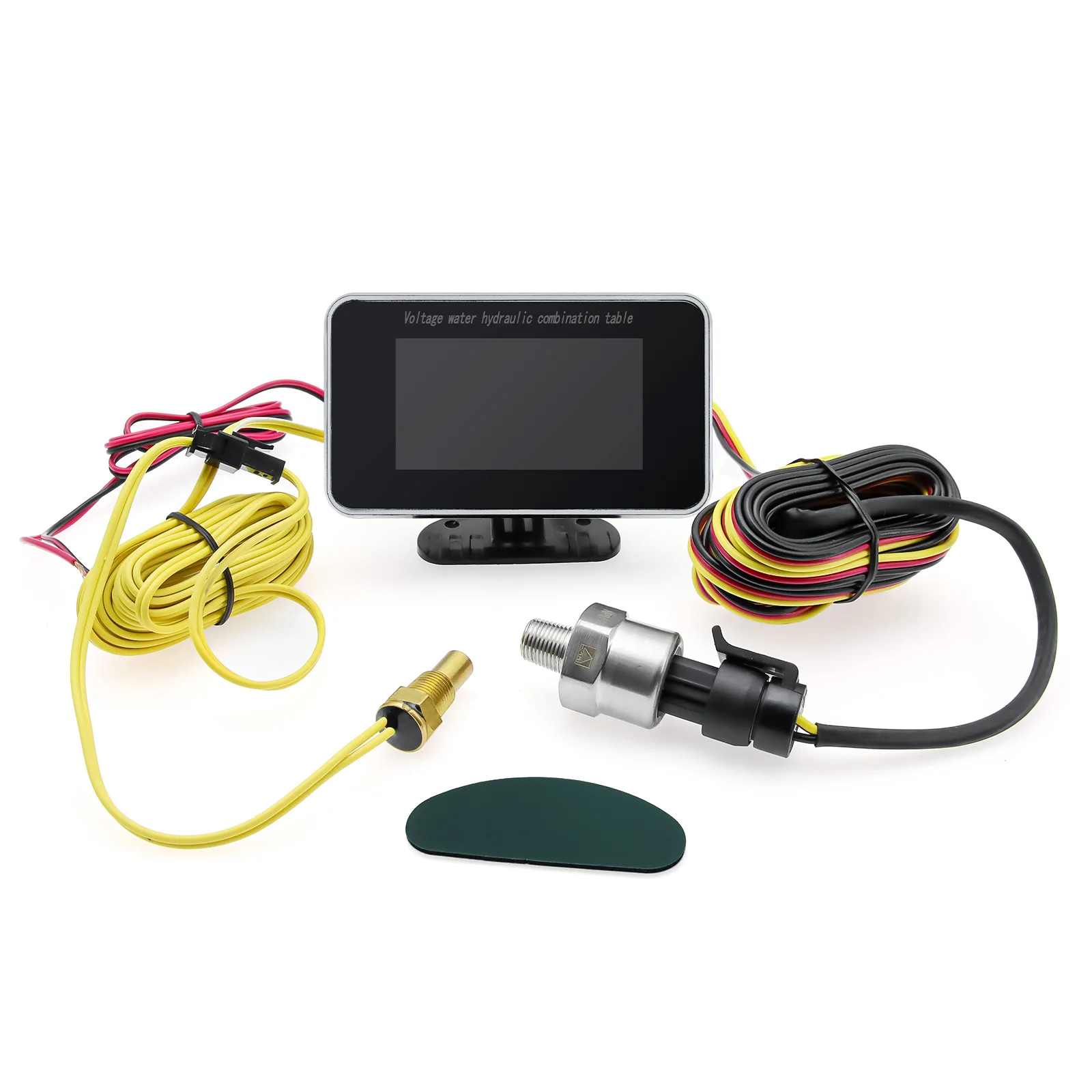 3 In 1 LCD Car Digital Oil Pressure Gauge Voltmeter Water Temp Meter 1/8 NPT Oil Pressure Sensor + Water Temperature Sensor 10mm