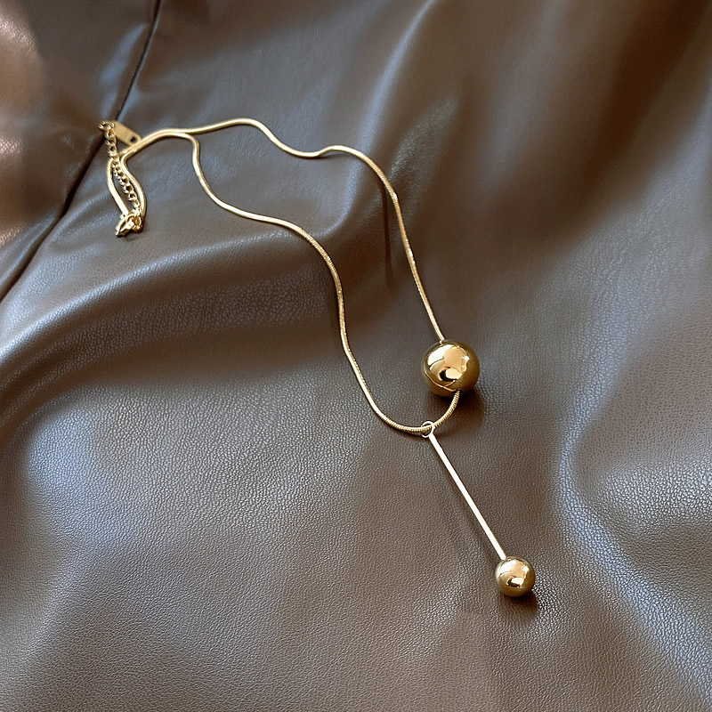 Simple Golden Ball Pendant Stainless Steel Short Necklace Non Fading Jewelry Sexy Elegent new Neck Chain For 2025 Woman Gifts