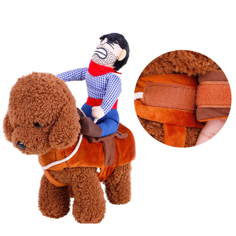 Novelty Cowboy Rider Dog for Dogs Party Halloween Costume New Year Outfit Pet Cat Clothes Chihuahua