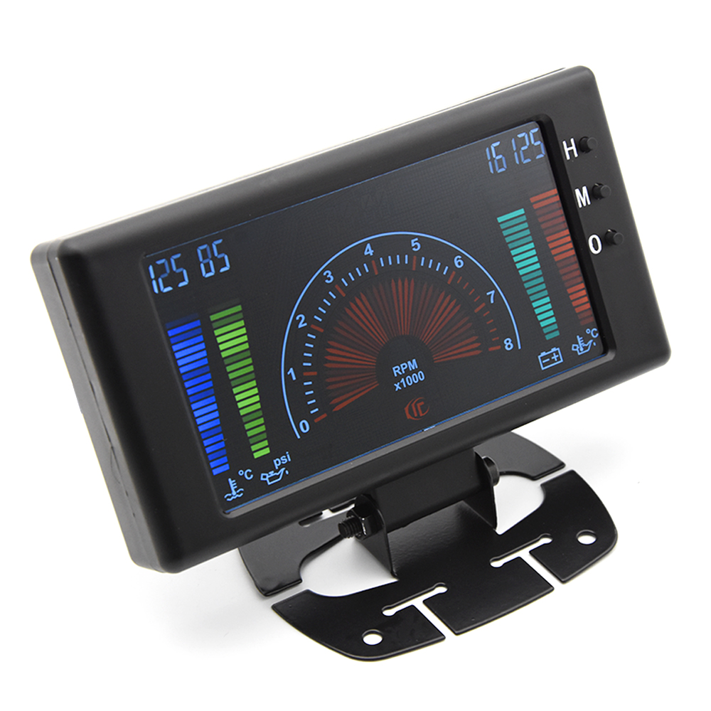 6 In 1 Vehicles Gauge 12V Car Universal Fit Water Temperature Digital Temp Measure LCD Screen Voltage Meter Oil Pressure