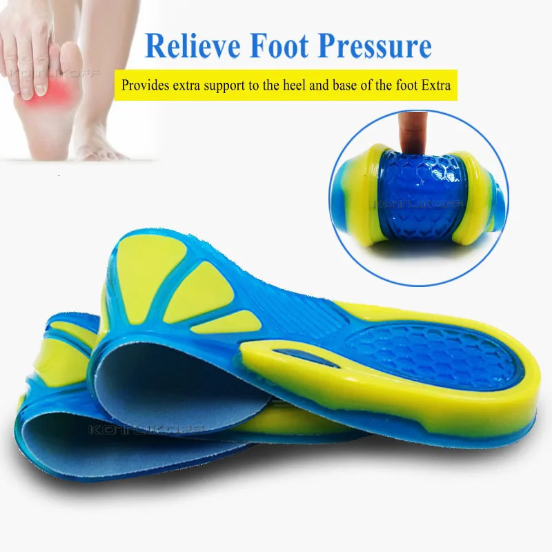 Silicon Gel Insoles Foot Care For Plantar Fasciitis Heel Spur Running Sport Insoles Shock Absorption Pads Arch Orthopedic Insole 240329