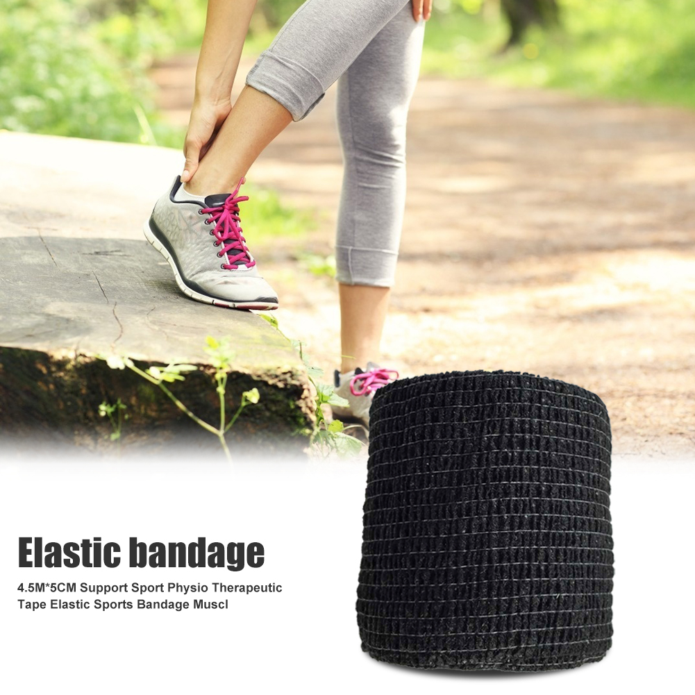 4.5mx5cm Sport Self Adhesive Elastic Bandage Muscle Wrap Tapes (Black)