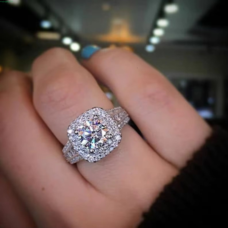2.48 TCW Colorless Round Cut Moissanite Halo Ring14K White Gold gorgeous