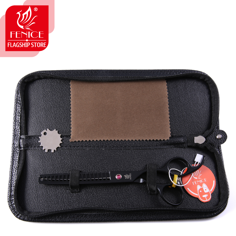 Fenice professional 7.0/7.5 inch Black Pet Scissors Dog Grooming Thinning Scissors Shears Animals Haircut Tools tijeras tesoura