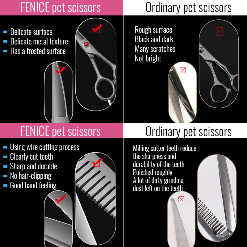 Fenice 4.5 Safety Round Tip Pet Dog Cat Grooming Cutting Scissors Dogs Hair Cutting Shear for Eyes/Face/Foot/Nose