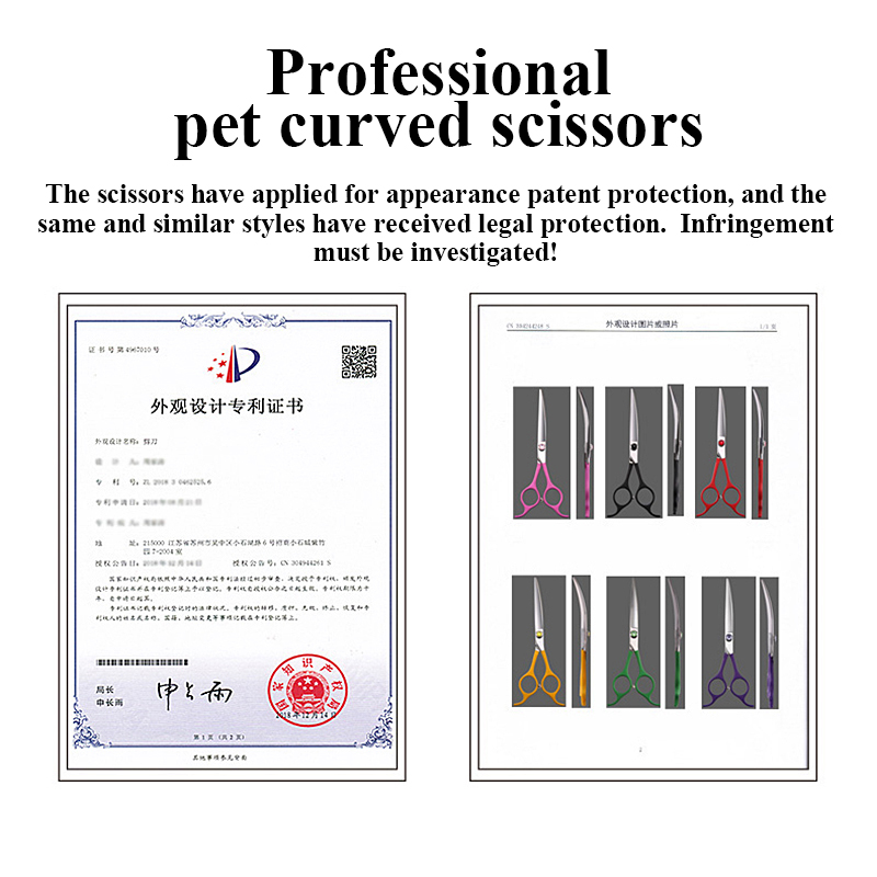 Fenice professional 6.5 inch pet curved scissors in dog scissors grooming cutting shears makas tijeras