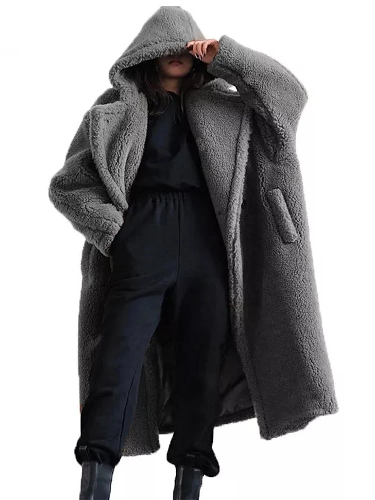 Teddy Bear Coat Womens Winter Clothing with Velvet Artificial Fur Coat Hoodie Long Park Womens Warm Jacket Fur Coat 241107 - view 6