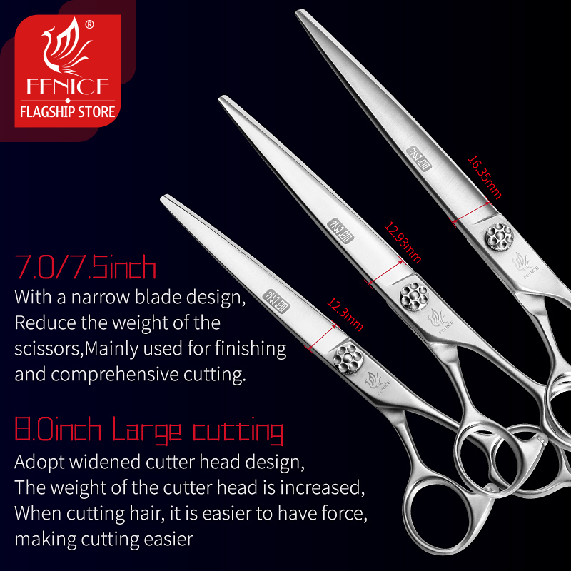 Fenice 7/7.5/8 inch JP VG 10 steel dog grooming scissors bearing screw dog cutting scissors grooming shears tesoura tijeras