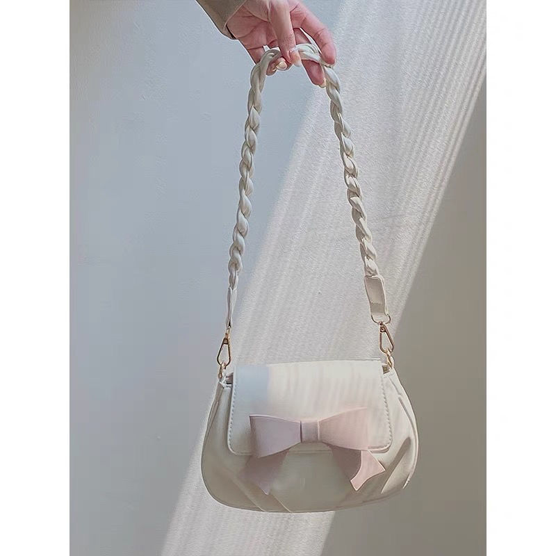 HAEX Elegant Soft Bolso Mujer Korean Style Solid Bow Knot Crossbody Bags Vintage Concise Women's Bag 2022 Trend Sac A Main Femme