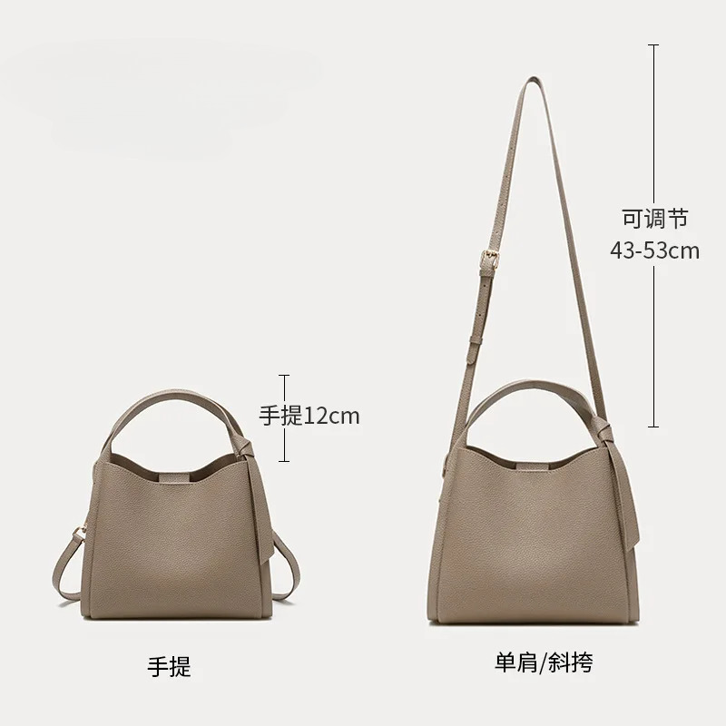 Genuine Leather Women's Handbag New Shoulder Fashion Bucket Cowhide Crossbody Bag Female Cartoon Style Zipper