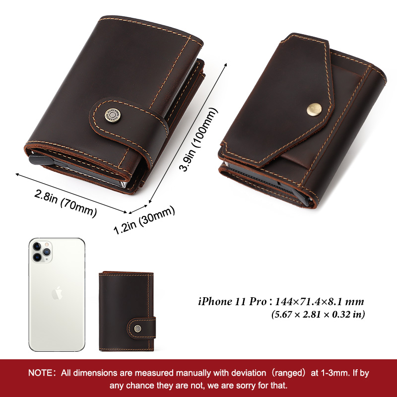 HUMERPAUL Cowhide Men Business Aluminum Cash ID Card Holder RFID Slim Metal Wallet Zip Coin Purse Automatic Pop Up Smart Wallets