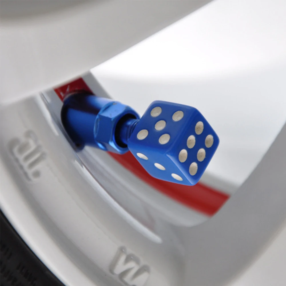 New 4Pcs Car Tire Valve Stem Caps Dice Styling Car Truck Bike Wheel Tires Valves Tyre Stem Air Caps Hot Sale High Quality