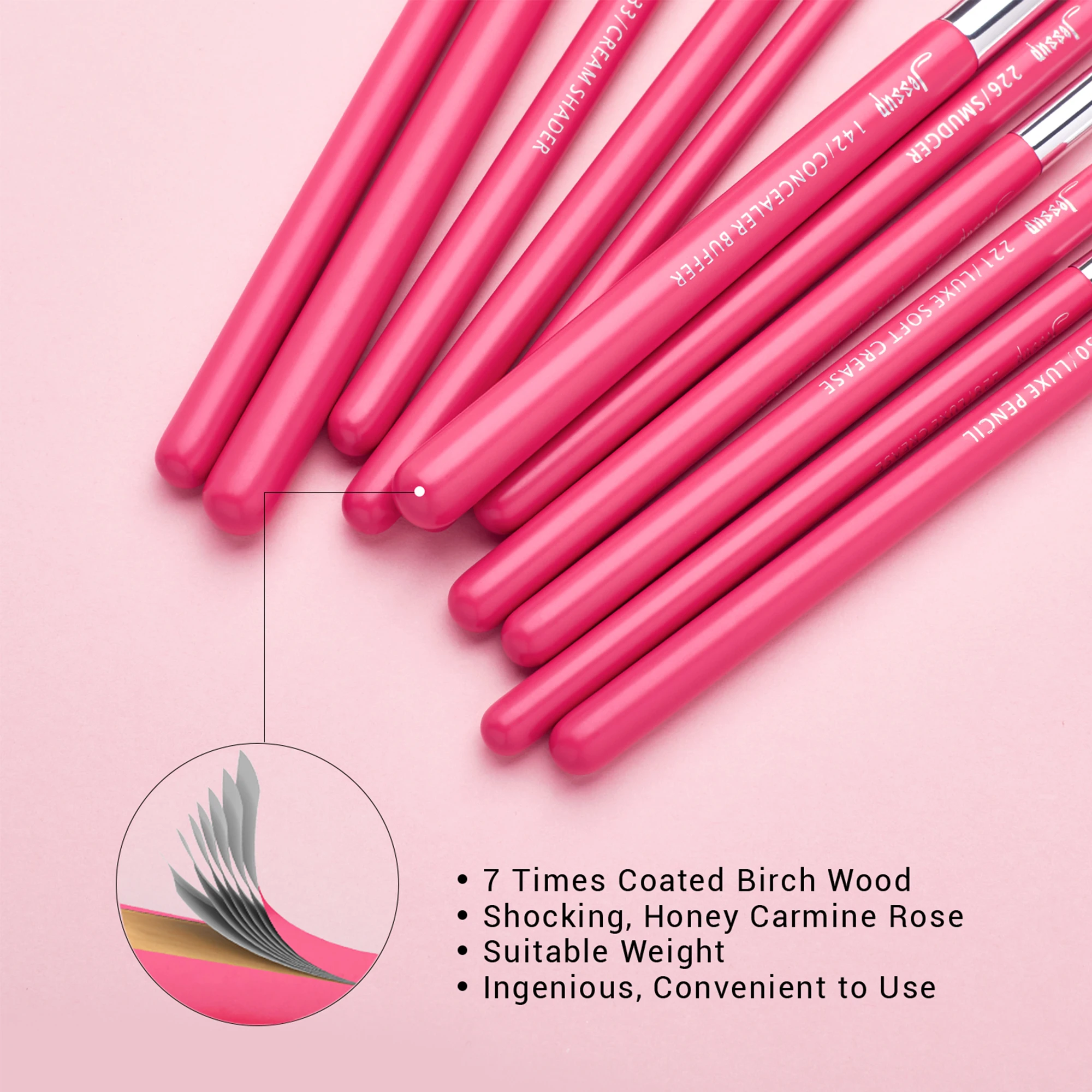 c Makeup Set Jessup pcs Brushes professional Make up Brush Eyeliner Shader Natural synthetic Rose carmin Sier